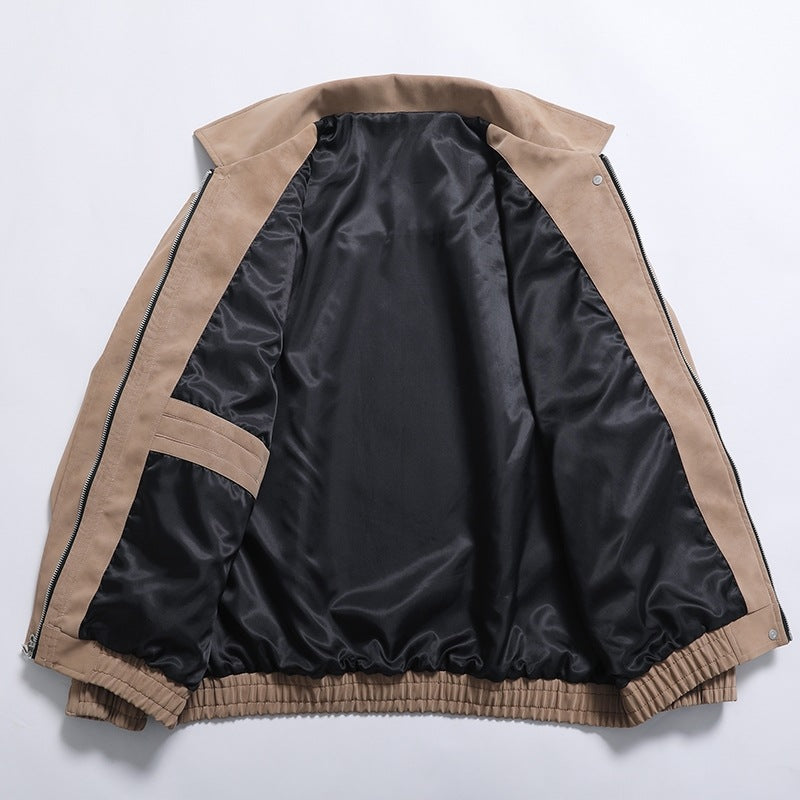 Synthetic leather bomber jacket for men with a relaxed fit and practical pockets Lune London