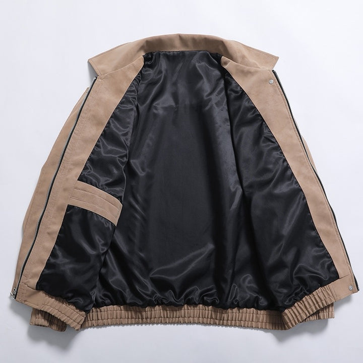 Synthetic leather bomber jacket for men with a relaxed fit and practical pockets Lune London