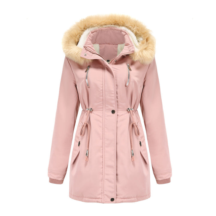 Ladies insulated winter jacket with removable faux fur collar Lune London