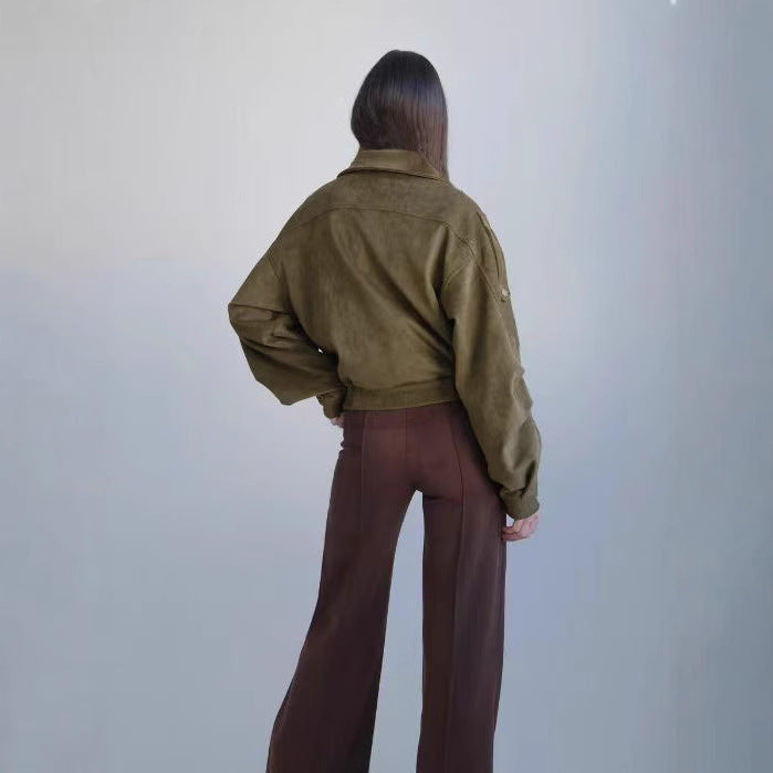 Suede jacket for women with a loose fit and fitted design Lune London