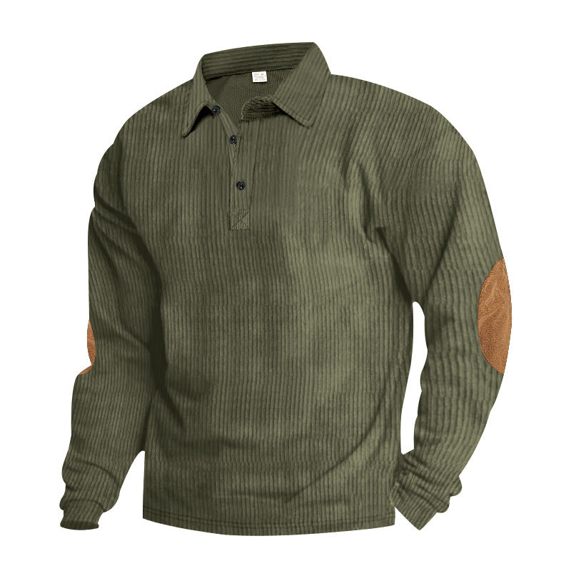 Men Casual Corded Sweater with Leather Trim Lune London