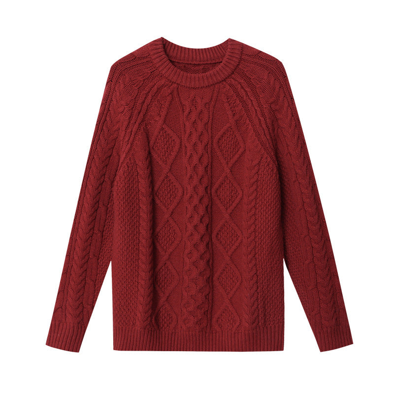 Women casual chunky knit sweater with cable pattern Chic & Stil
