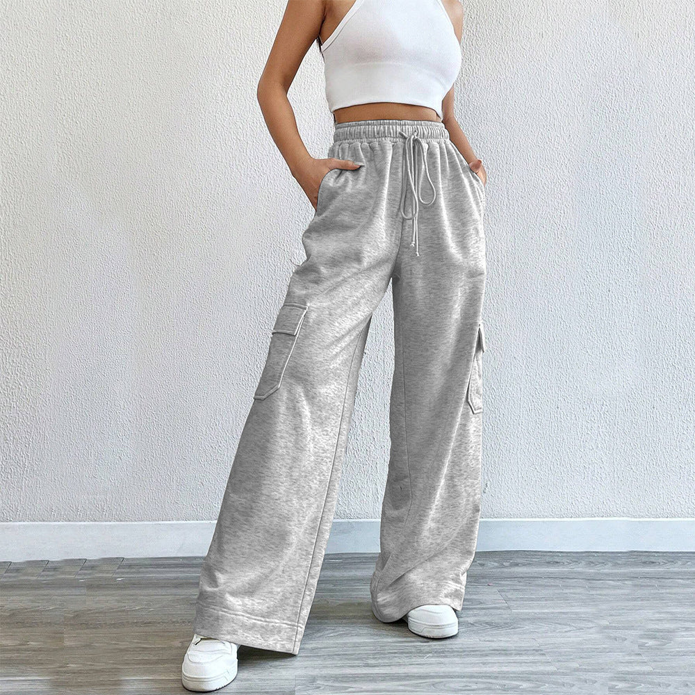 Pantalons cargo pour femmes avec jambes larges et taille élastique Chic & Stil