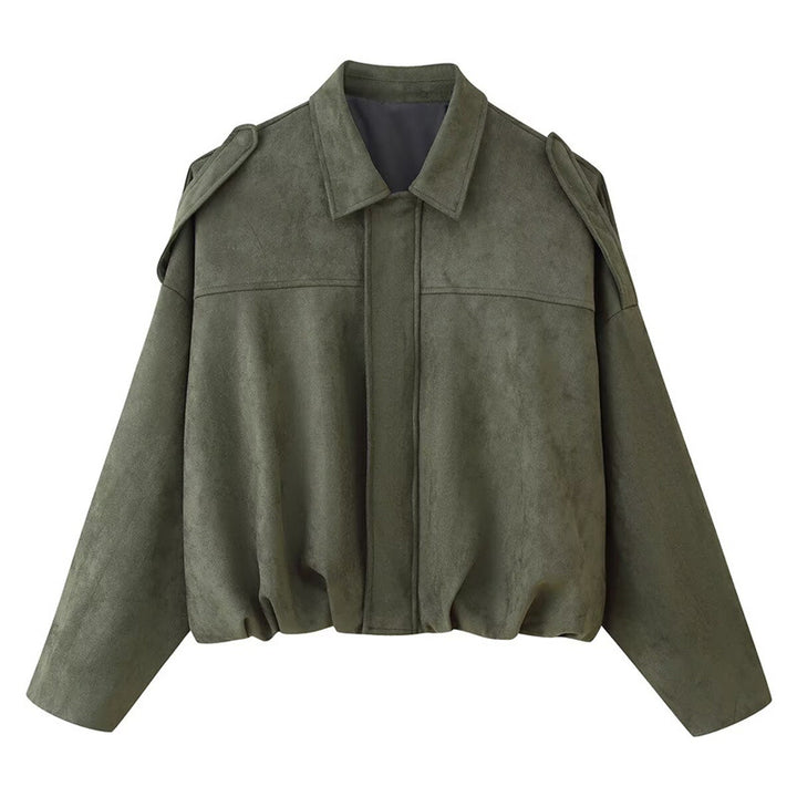 Ladies Oversized In synthetic leather with chic high collar and elastic Lune London