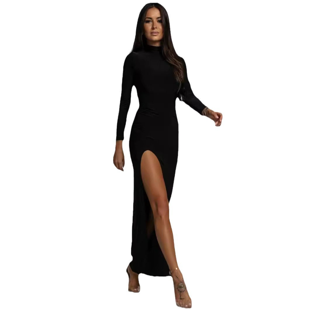 LADIES ELEGANT MAXI DRESS WITH HIGH NECK Lune London