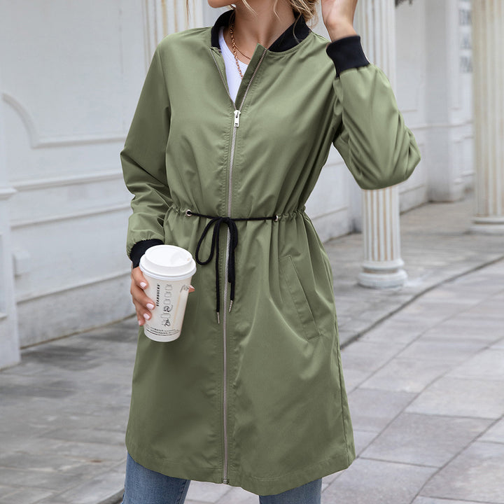 Ladies functional transition jacket with drawstring waist and practical pockets Lune London