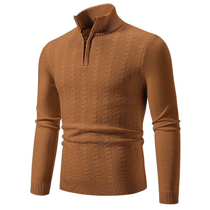 Elegant knitted sweater for men with high zipper Lune London