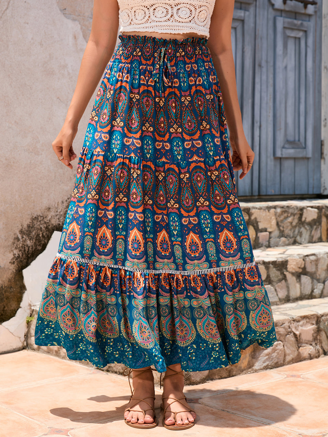 Roc Lune London maxi boho skirt women