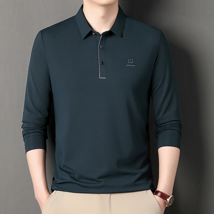 Men's long sleeve sporty polo with an innovative cut and moisture-regulating material Lune London