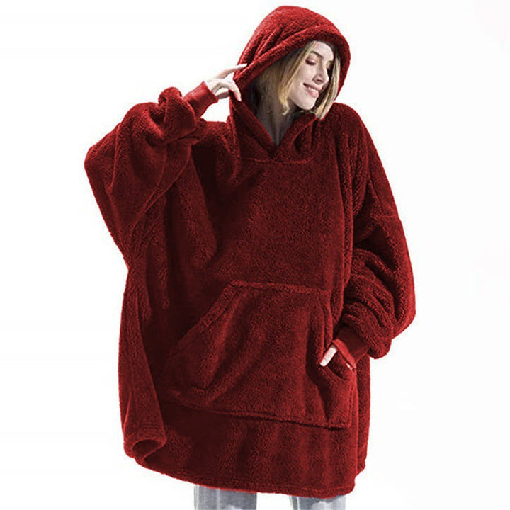 Women Oversized Fleece Hoodie with Kangaroo Pocket and Hood Lune London