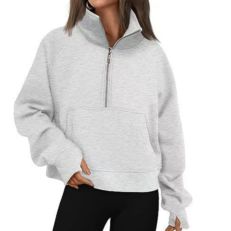 Women's sweater with high collar and zipper Lune London