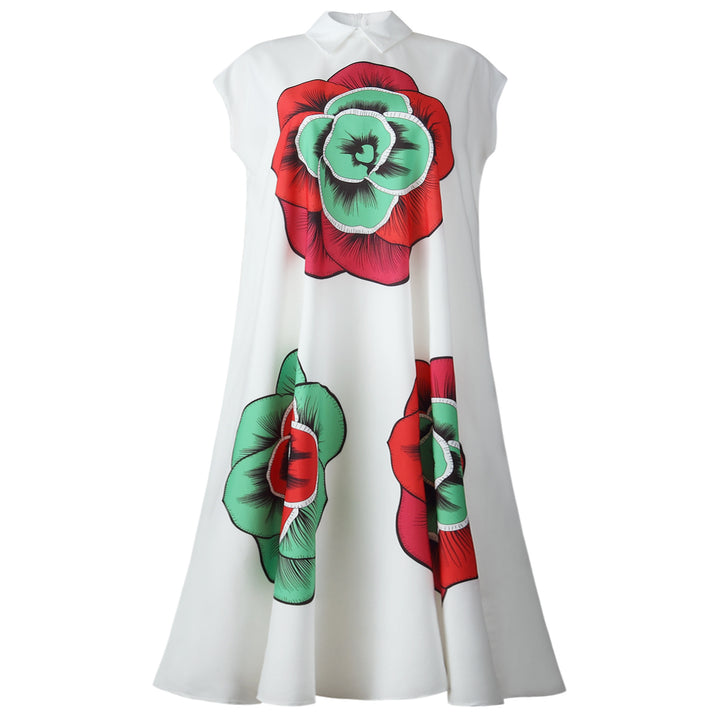Shirt dress for women with floral appliqués Lune London