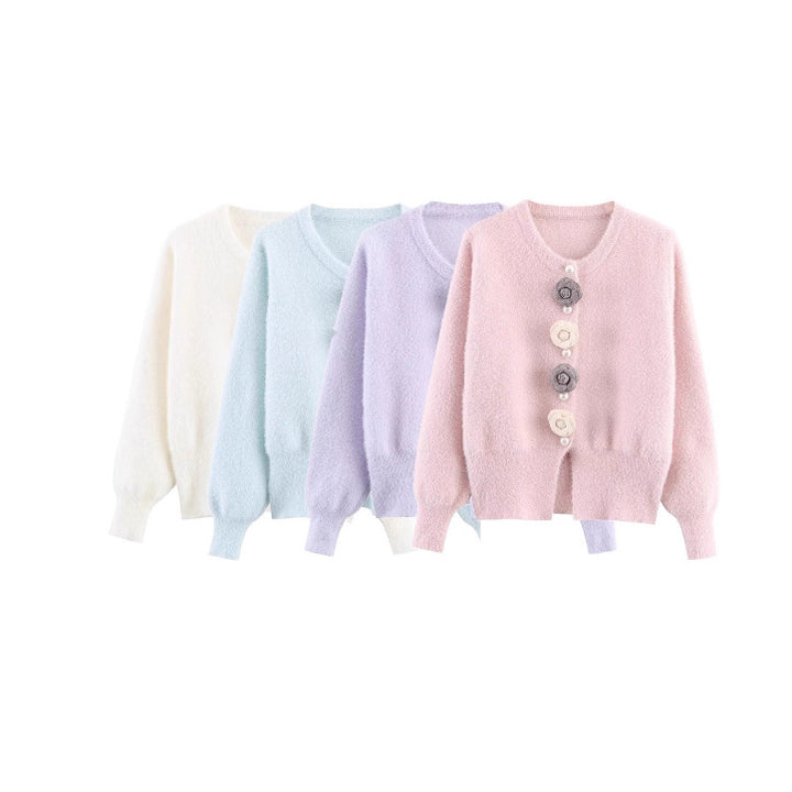 Women's filigree cardigan with decorative floral applications Lune London