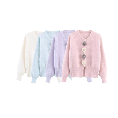 Women's filigree cardigan with decorative floral applications Lune London