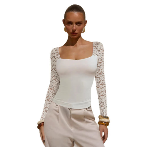 Ladies lace top with long sleeves and fitted cut Lune London