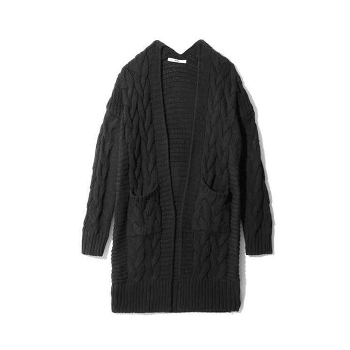 Women’S Cardigan with Chunky Cable Pattern and Pockets Lune London