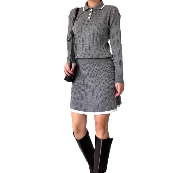 Polo dress for women with ribbed structure and button placket Lune London