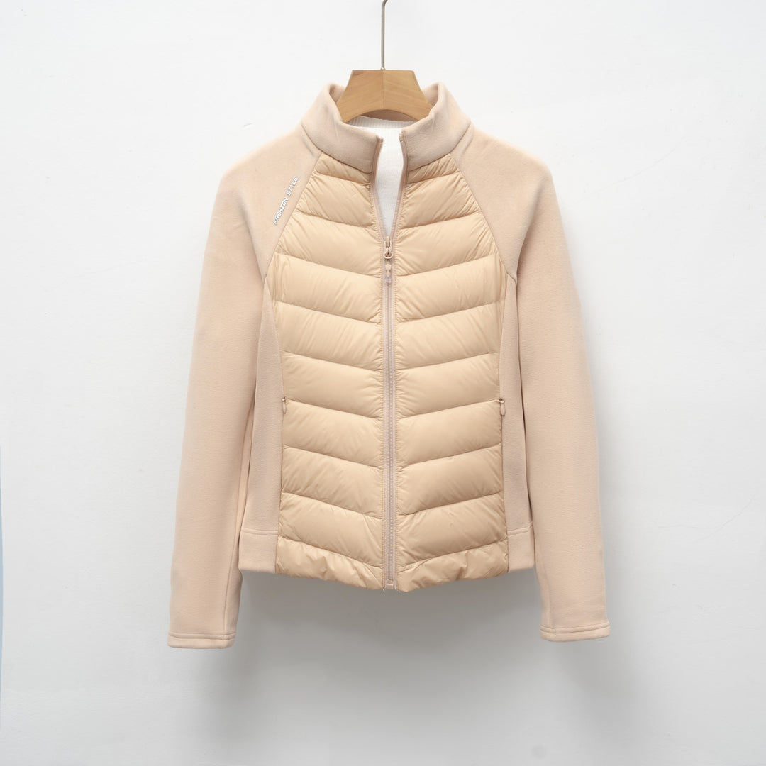 Quilted sports jacket for women with high collar and functional zip pockets Lune London