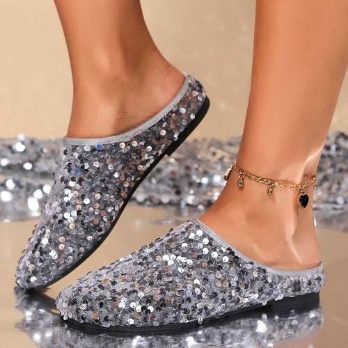 Sparkling slippers for ladies with shiny sequins and a soft interior Lune London