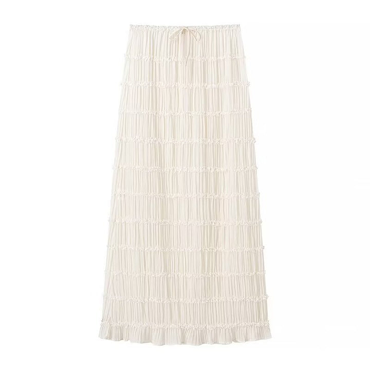 Maxi skirt for women with elastic waist and playful ruffle design Lune London
