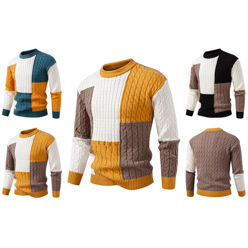 Modern knitted sweater for men with a creative color block look Lune London