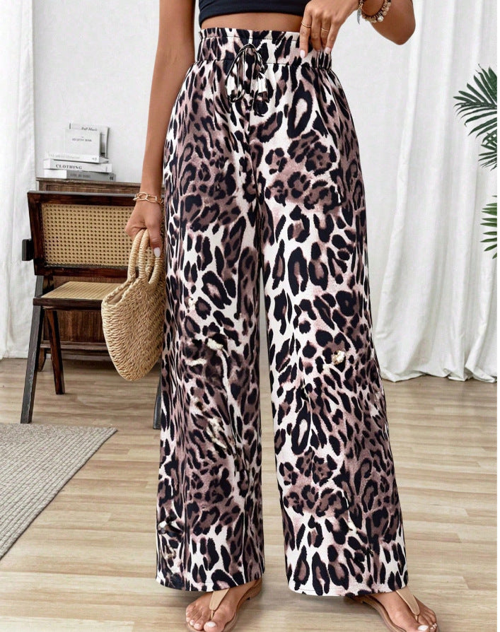 Pantalons palazzo larges pour femmes imprimé animal Chic & Stil