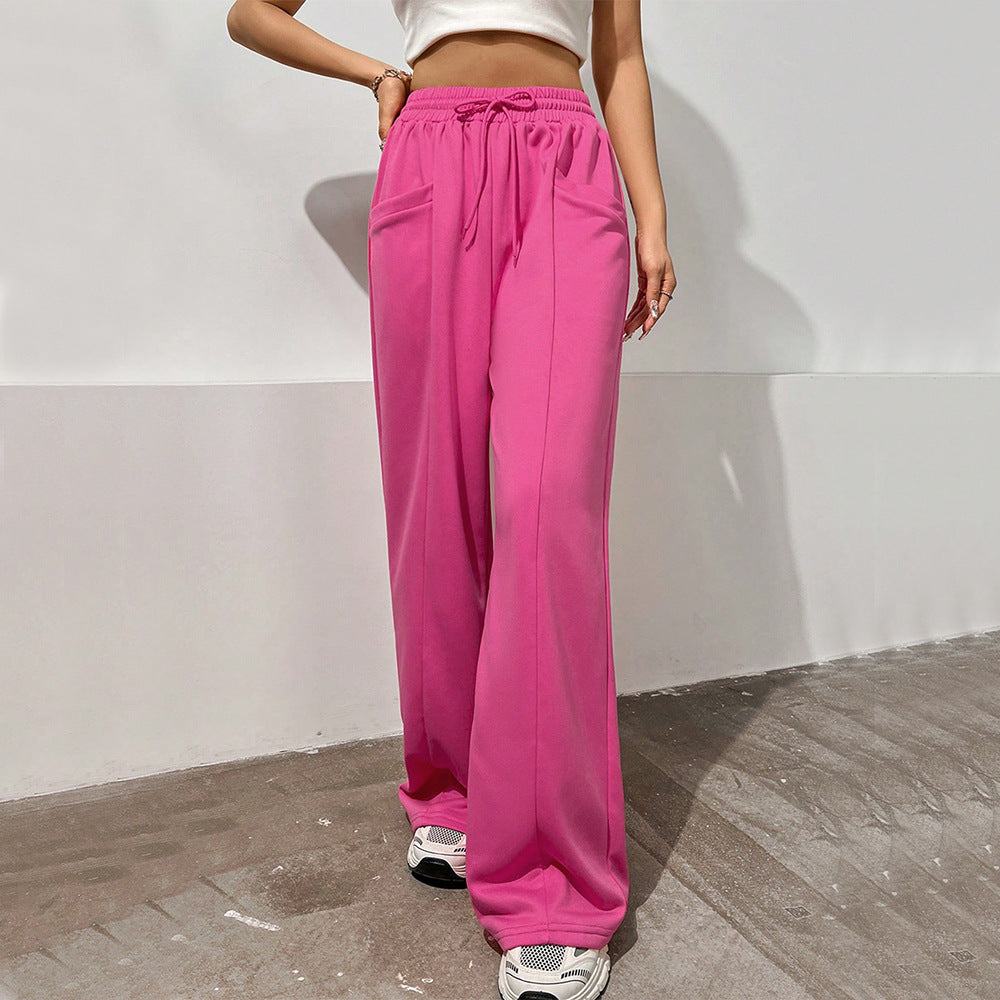 Pantalons de sport pour femmes à coupe décontractée avec taille élastique et poches latérales confortables Chic & Stil