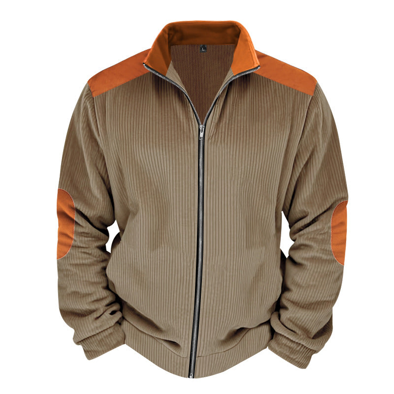 Sporty zip-up jacket for men with ribbed structure and contrasting sleeves Lune London