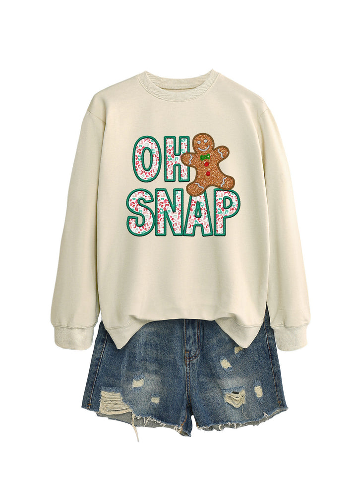 Sweatshirt pour femmes avec motif de bonhomme en pain d'épice amusant et lettrage étincelant Chic & Stil