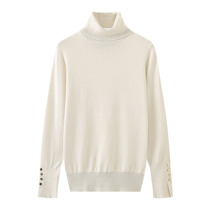 Ladies' turtleneck sweater with elegant button details Lune London