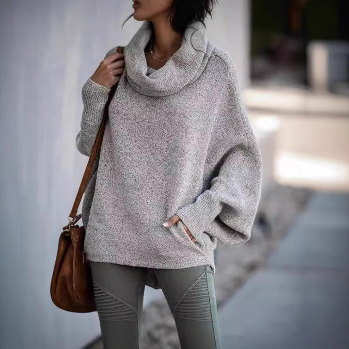 Ladies oversized knit sweater with turtleneck Lune London