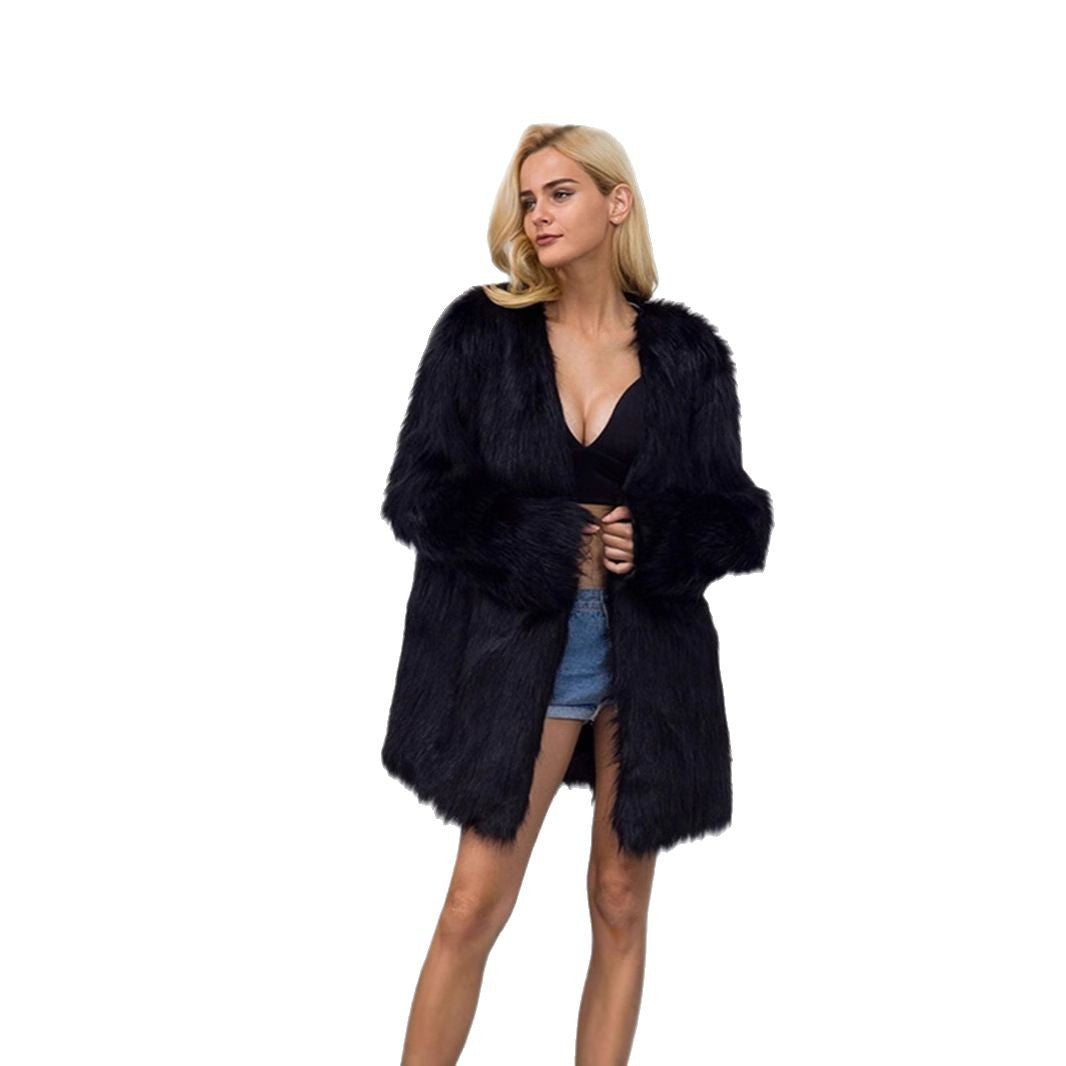 Ladies' parka in luxurious faux fur with open cut Lune London