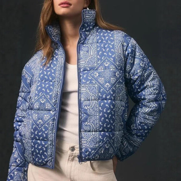 Paisley patterned quilted jacket for women Lune London