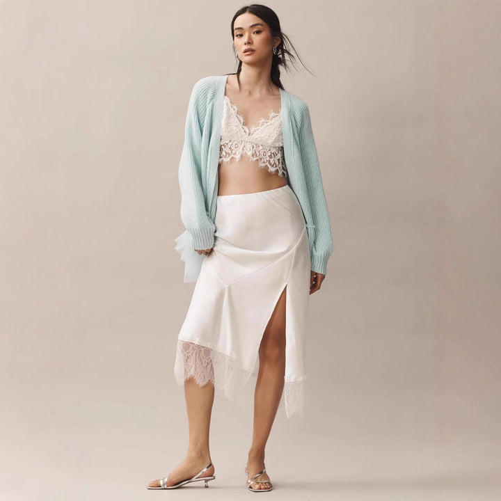 Casual knitted sweater for women with tulle hem Lune London