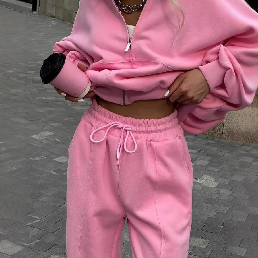 Lune London oversized cropped sweatshirt set for women and wide jogger pants