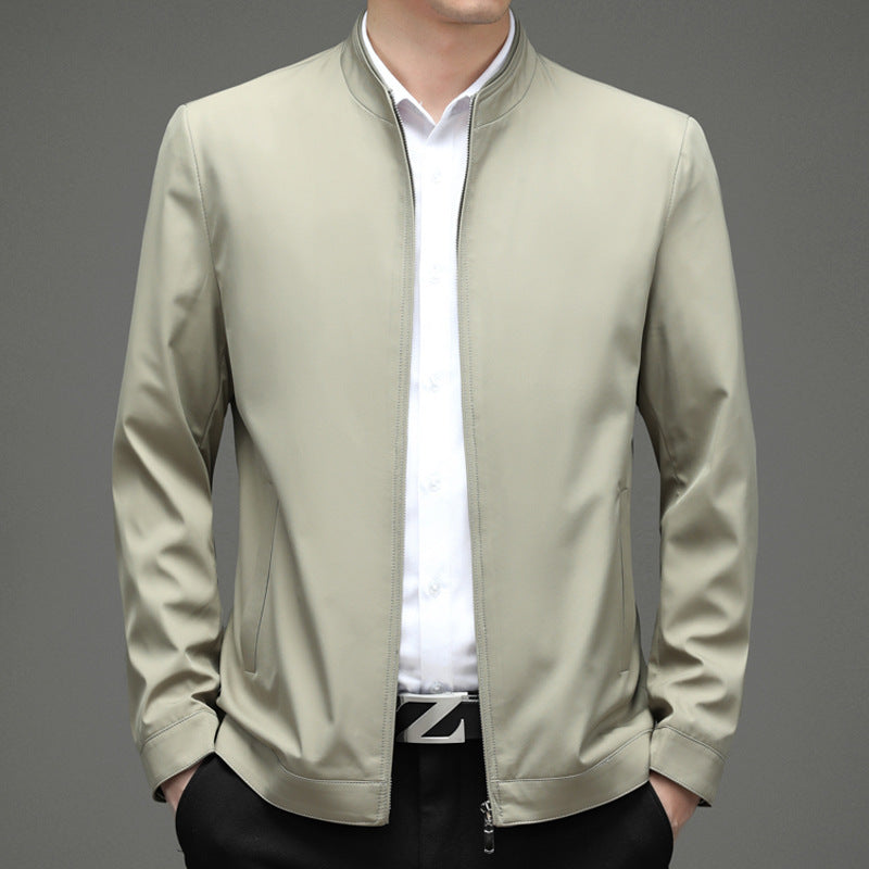 Fashionable men's transition jacket with stylish high collar and practical pockets Lune London