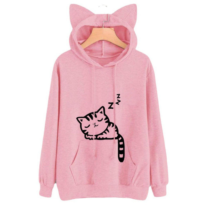 Women’s hoodie with cat ears and cute print Lune London