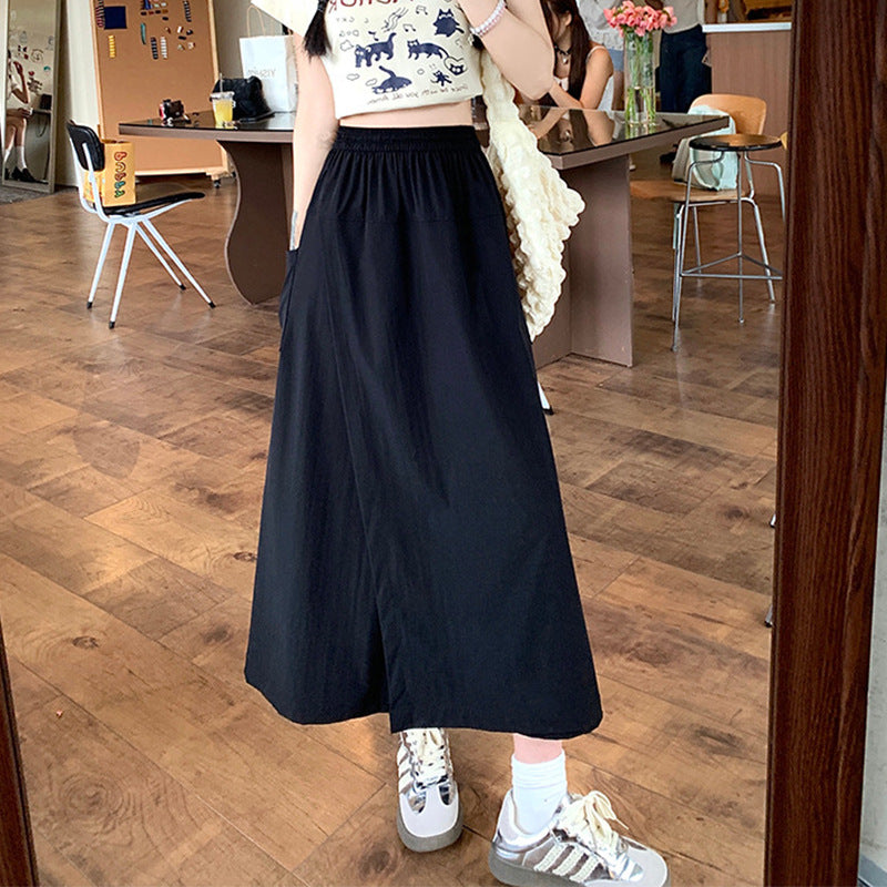 Women's Wide Cut Summer Skirt with High Waist and Practical Pockets Chic & Stil