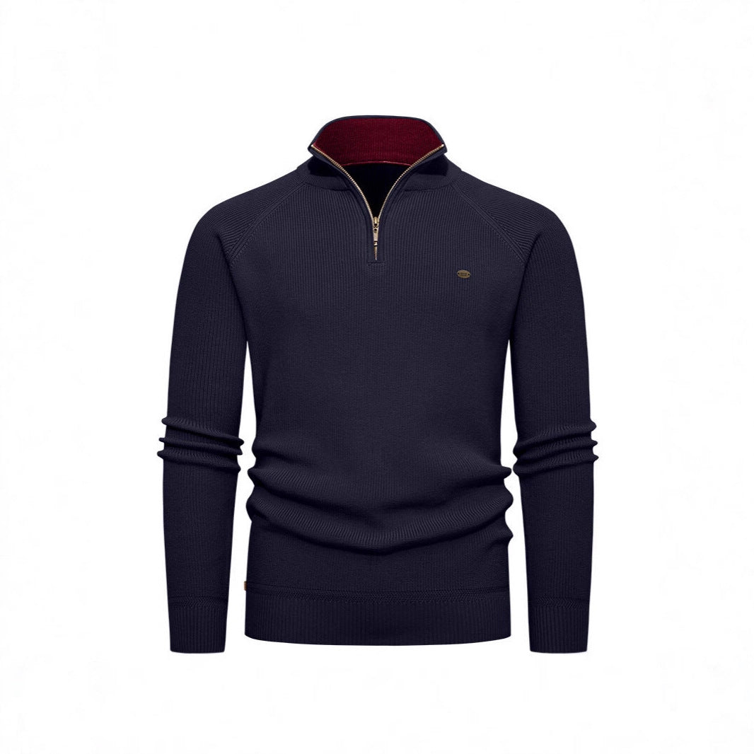 Knitted pullover for men with a high collar and zipper Lune London