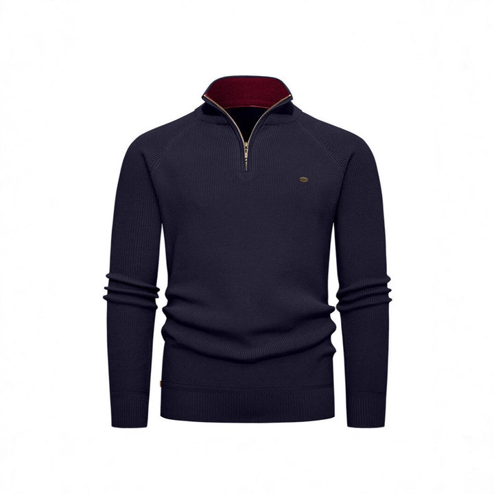 Knitted pullover for men with a high collar and zipper Lune London