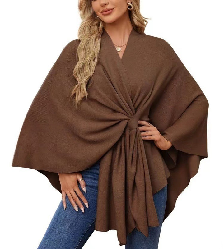 Ladies Elegant Wrapped Sweater with Asymmetrical Cut Lune London