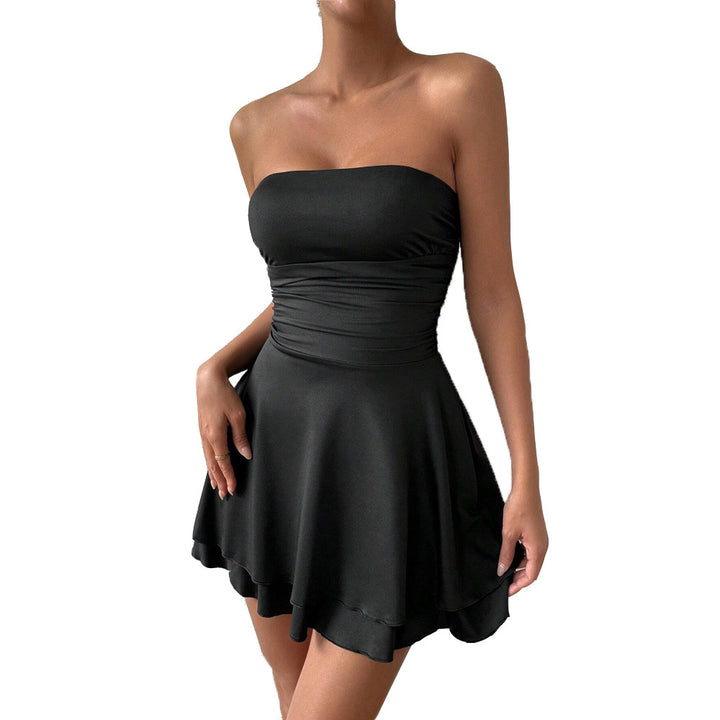 Robe mini sans bretelles pour femmes avec volants et ourlet évasé Chic & Stil