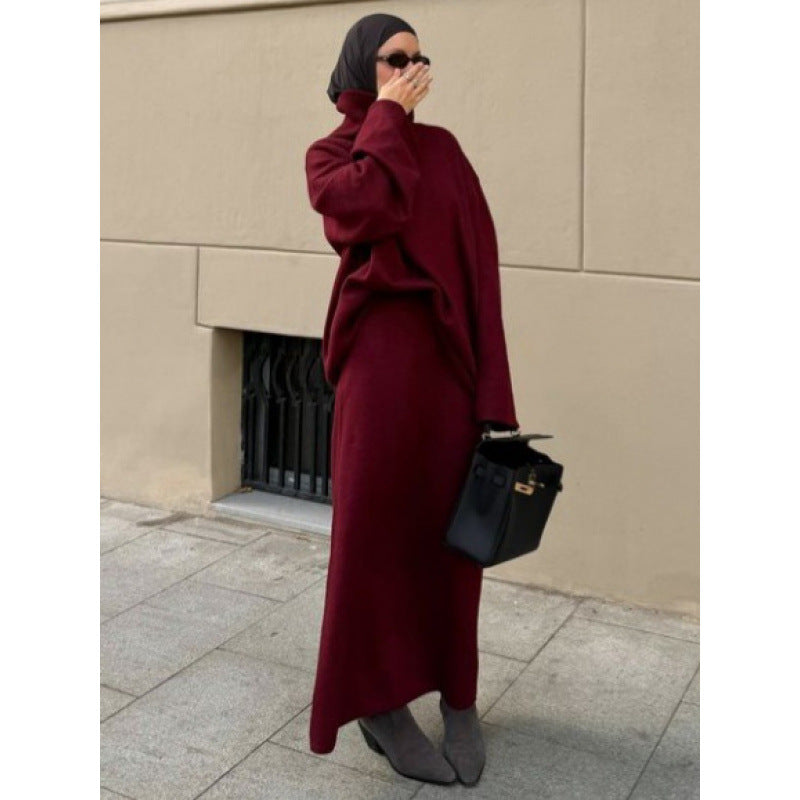 Knit dress for women with high neck and loose silhouette Lune London