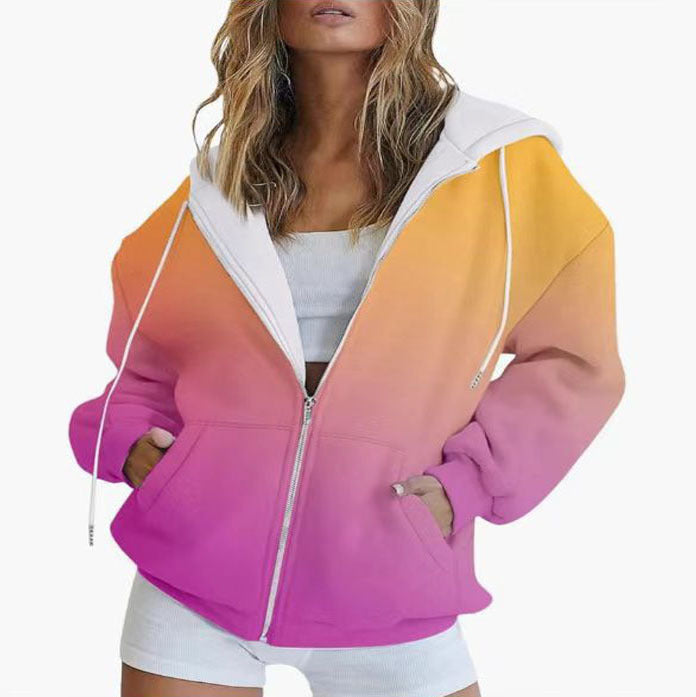 Ladies oversized hoodie with color gradient and practical pockets Lune London