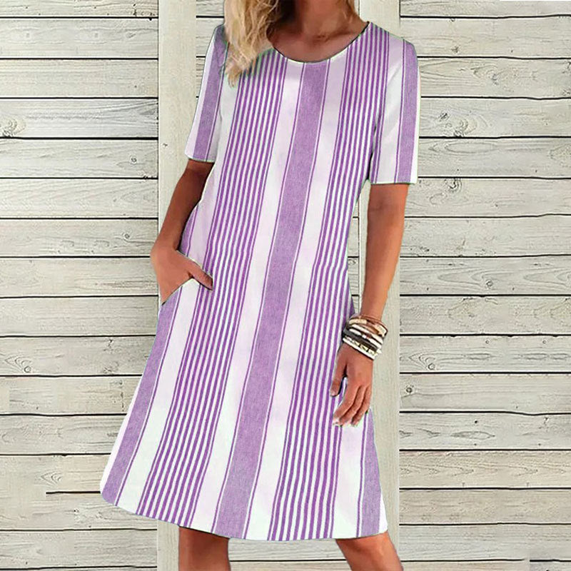 Casual dress for women with an elegant striped pattern and practical pockets Lune London