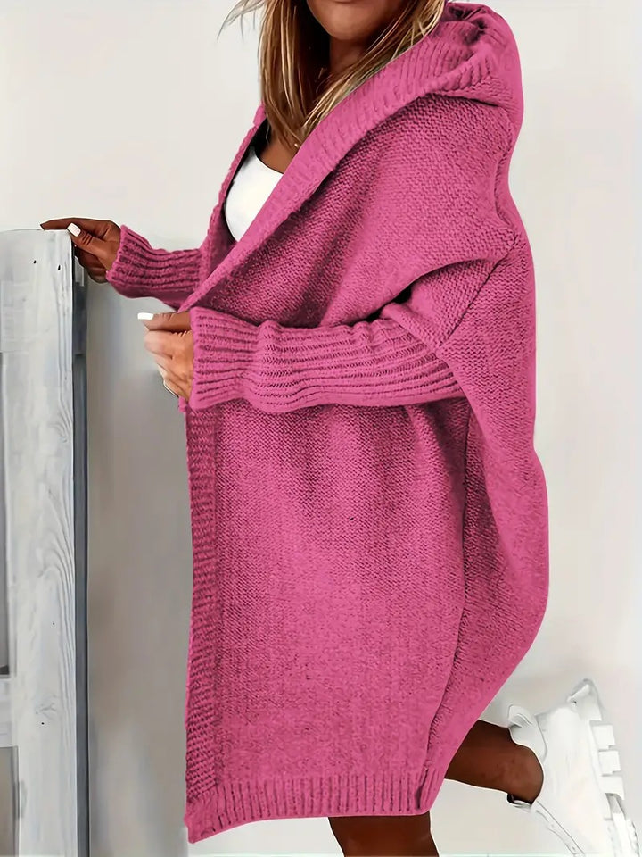 Ladies oversized knitted poncho with hood Lune London