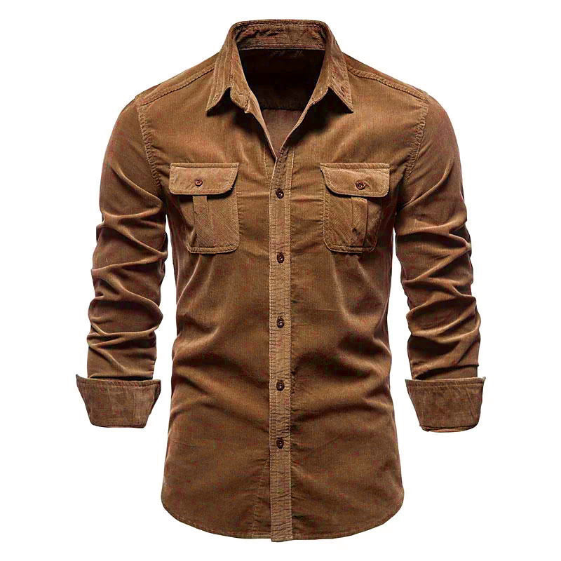 Men's long sleeve shirt with practical chest pockets and trendy slim fit Lune London