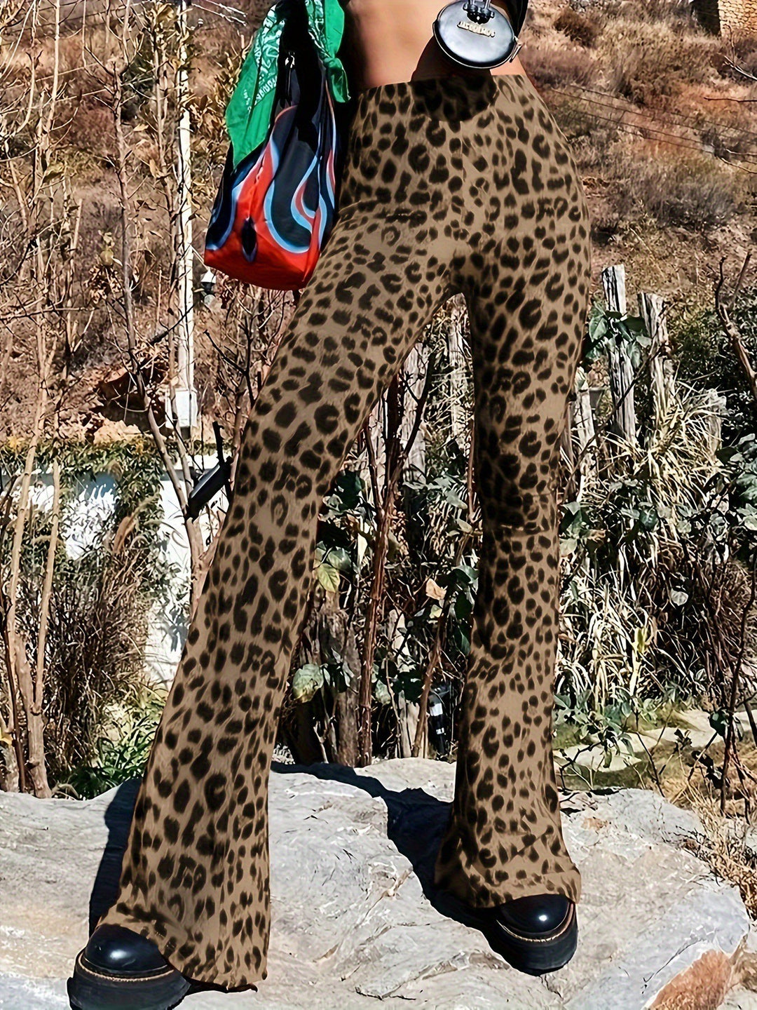 Lune London leopard print casual flared pants