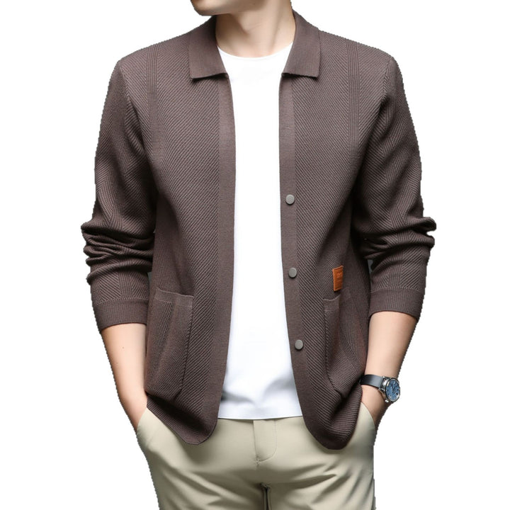 Knitted jacket for men with a casual fit and classic collar Lune London