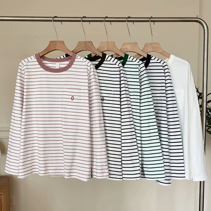 Chemise à manches longues pour femmes avec design rayé et poche poitrine Chic & Stil